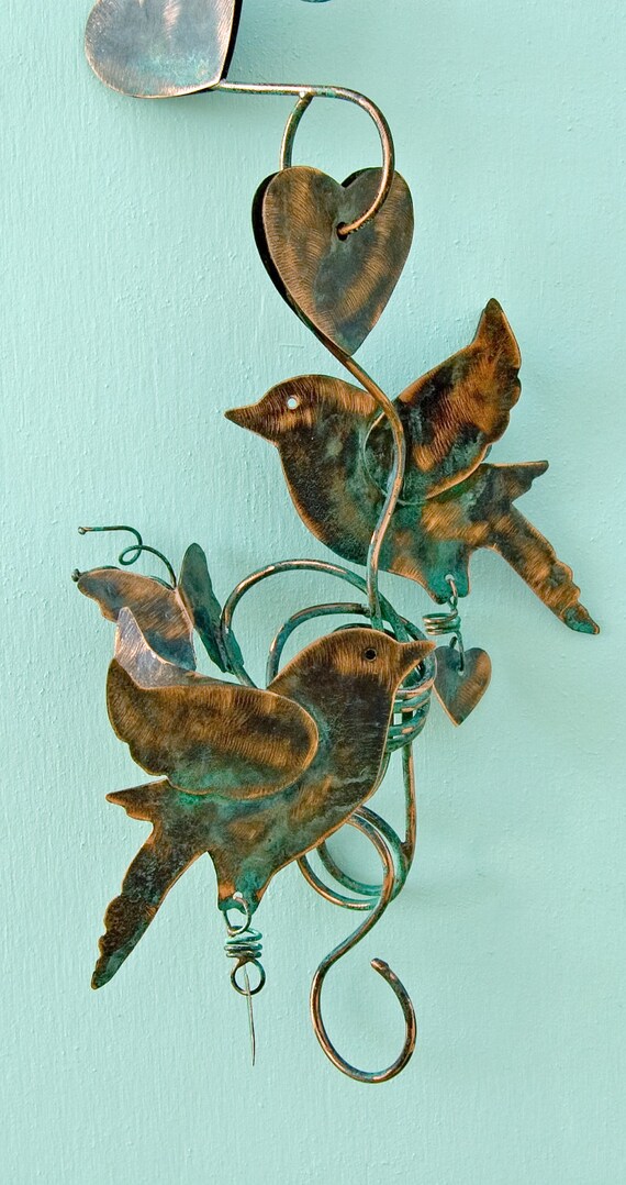 BIRD PLANT HANGER Handmade Holder Outdoor Garden Copper Metal