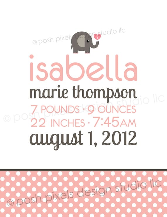 ELEPHANT BABY - Printable 8x10 Nursery Art Print - Baby Announcement - Baby Shower Gift - DIY Elephant Baby Collection - by Make Life Cute Il_570xn