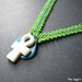 Egyptian Ankh Pendant. Lime Green and Blue Beaded Tagua Charm Necklace