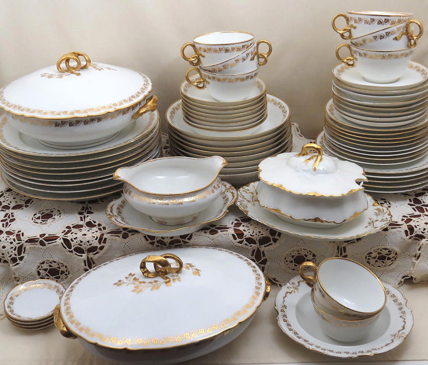 RESERVED 67 Piece GDA Haviland Limoges China Set Service for