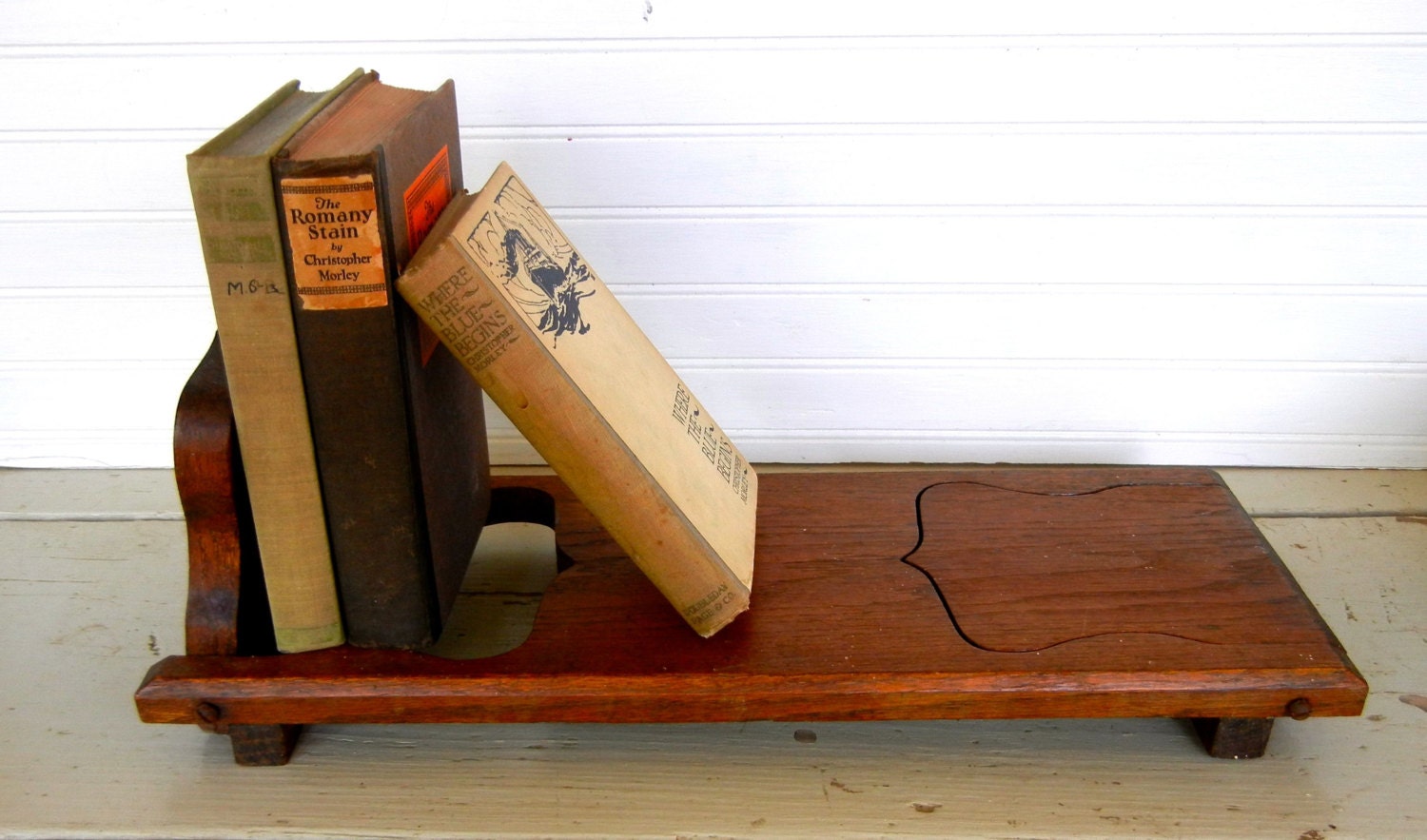 Vintage Oak Folding Book Rack Desk Tabletop Library by Izzyandme