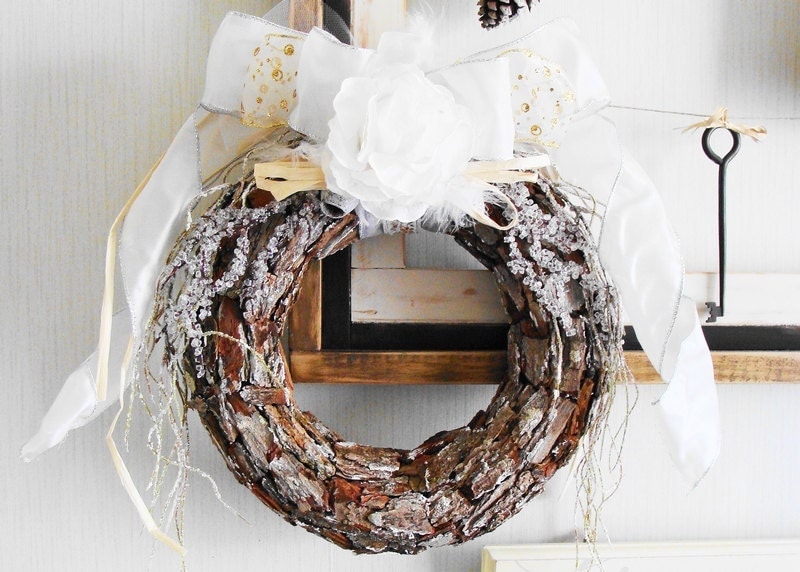 Rustic Christmas Wreath, Door Wreath, Holiday Wreath, Door Decoration, Christmas Decoration, Frosted Wreath