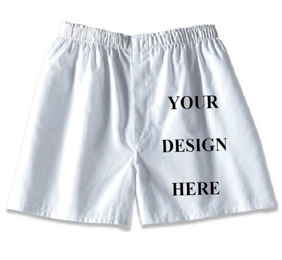 Mens Boxer Shorts Custom Print White