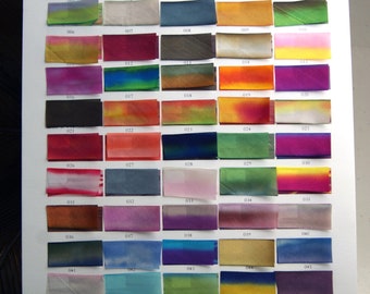 Hand Dyed Silk Ribbon Earth Silk 1/2" wide 3 yard cutting blended colors 0-70