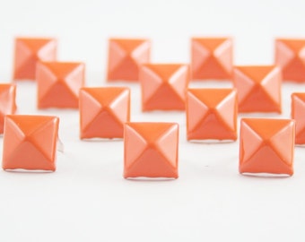 50 pcs Orange Pyramid Studs Biker Spikes spots nailheads Decorations Findings 9 mm. CK1C98