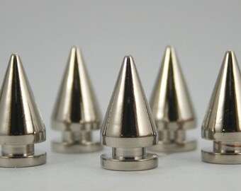 10 sets. Silver Tone Cone Spikes Screwback Studs Leathercraft Decorations Findings 10x19 mm. CO N 183 SCB 87