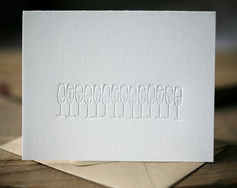 Letterpress New Year Cards - Champagne New Years Notes