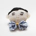 blue plaid bow-tie boy textile brooch