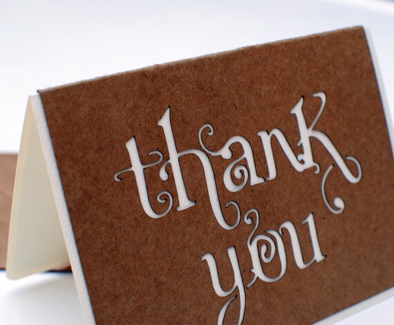 Items similar to Laser Cut Thank You Cards on Etsy