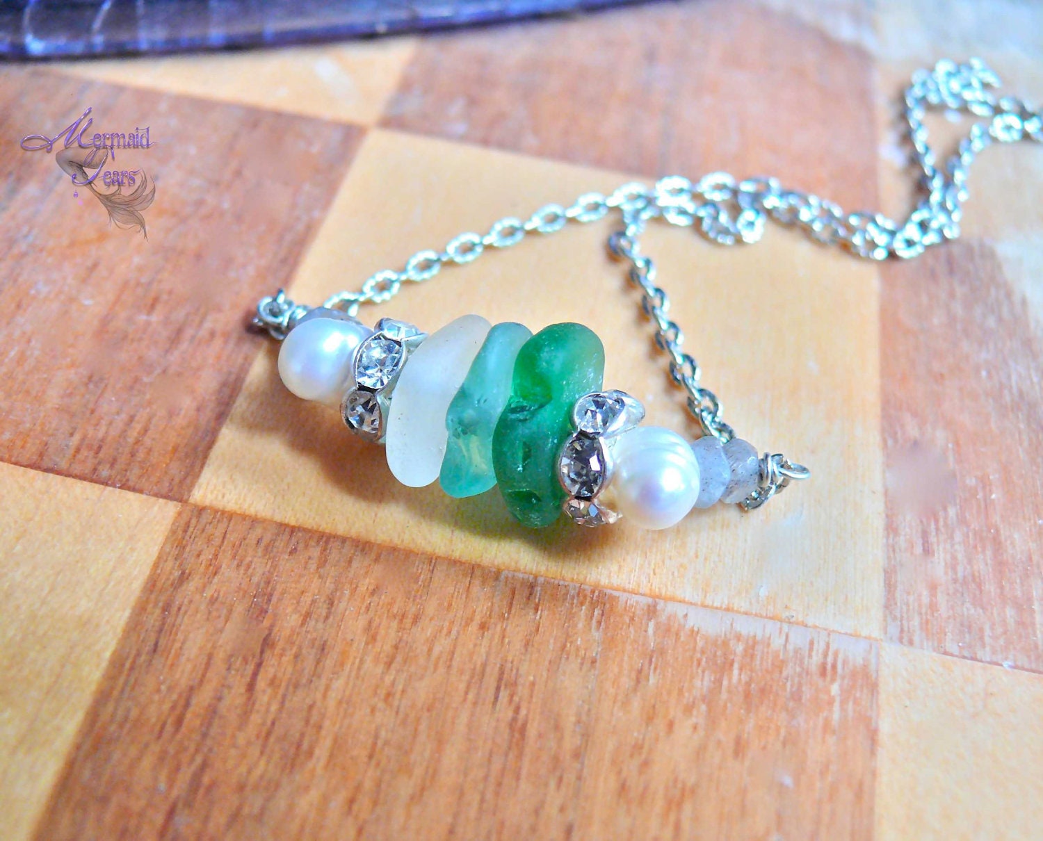 Sea Glass Necklace from Hawaii Hawaiian Jewelry Aqua Blue