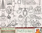 Christmas Clip Art - (Tis the Season) - Digital Graphics - Photoshop Brushes - Santa Il_170x135