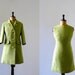 Vintage 1960s Mod green wool coat and mini dress set