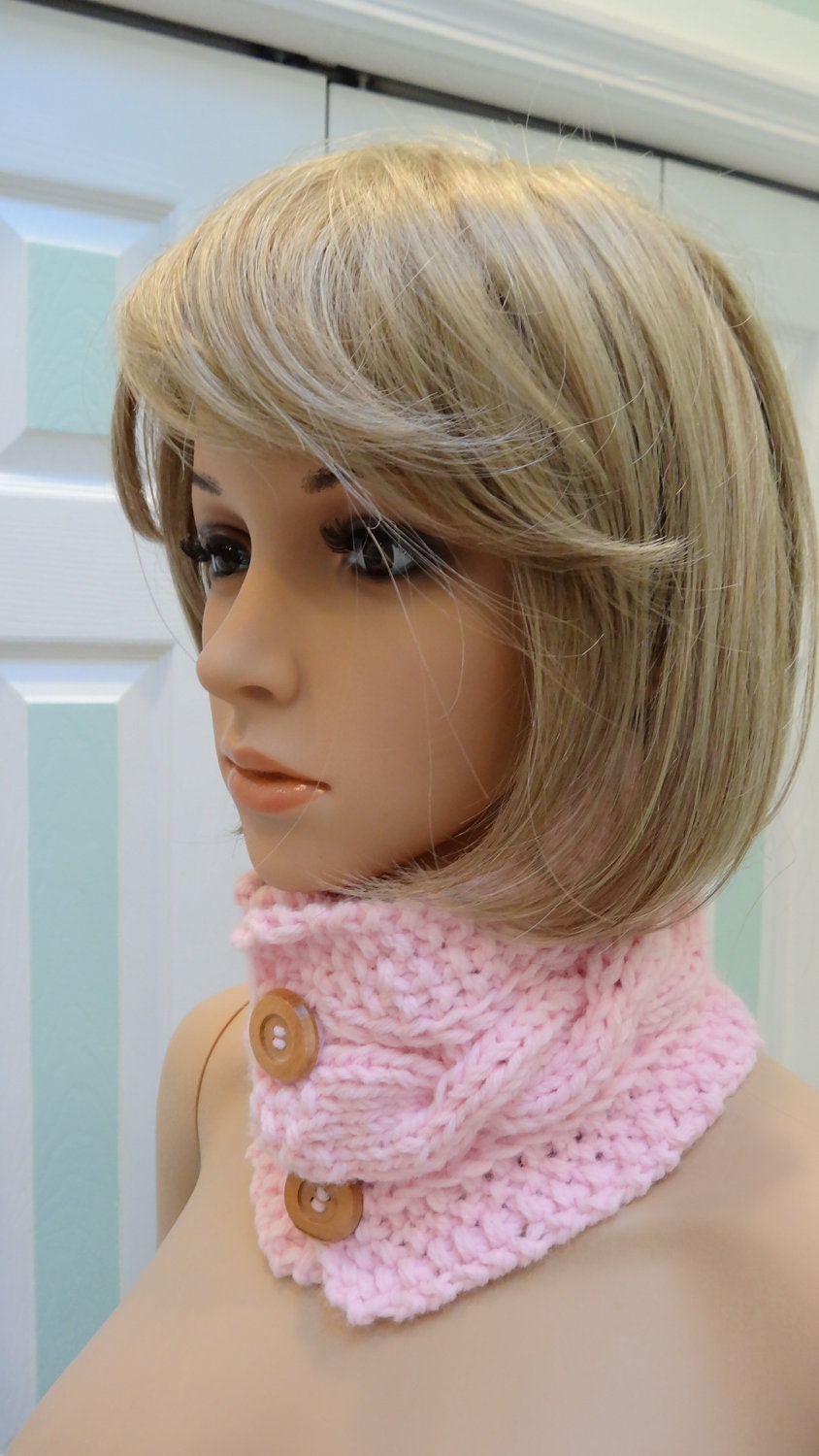 Knit Headband/ cowl/ear warmer knitted in a soft pink yarn