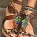new PEACOCK FEATHER barefoot Sandals Oriental jewelry crochet Slave Anklets festival hippie hula hooping belly dance yoga
