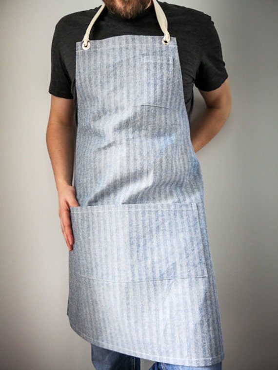 Mens Work Apron / Herringbone Denim