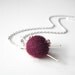 Gifts for Knitters - Small Felt Ball Necklace with Knitting Needles, Burgundy Yarn Ball and Needles Necklace - 'Love to Knit'