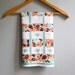 Vintage Linen Kitchen Towel with Teapots and Fruit in Jadite Green Orange Brown