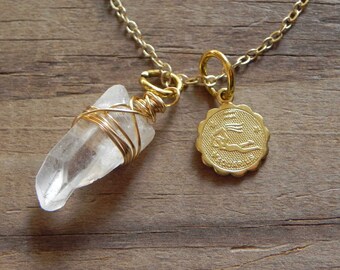 Aquarius necklace, zodiac beadwork necklace, astrological necklace, horoscope necklace, valentines day gift