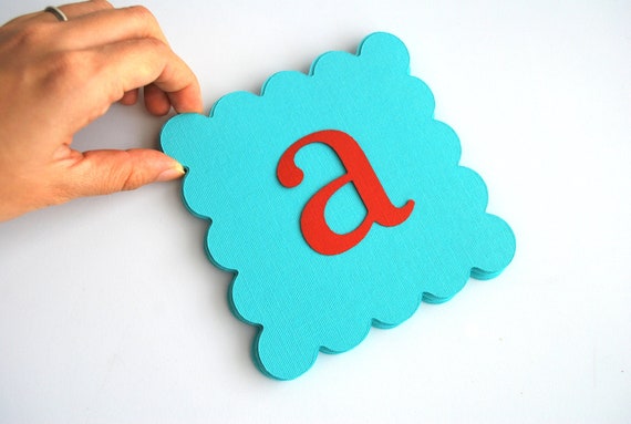 16 Scalloped Squares (5 inches) for banner Textured Cardstock , Choose your Color A95 Il_570xn