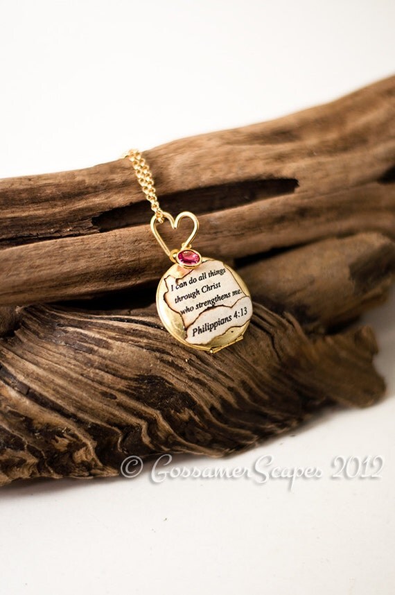 religious locket quote with birthstone inspirational