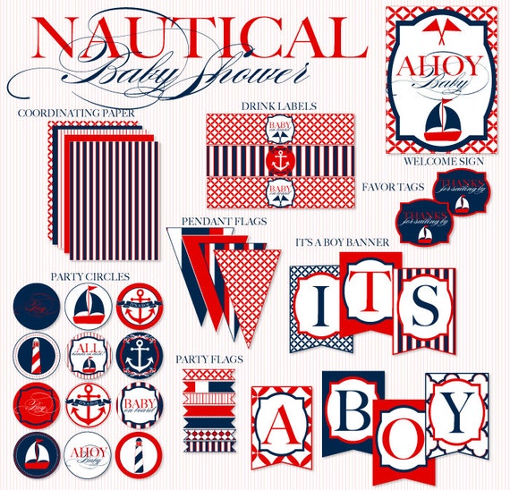 Nautical Baby Shower PRINTABLE Party Full Collection (INSTANT DOWNLOAD) by Love the Day Il_570xn
