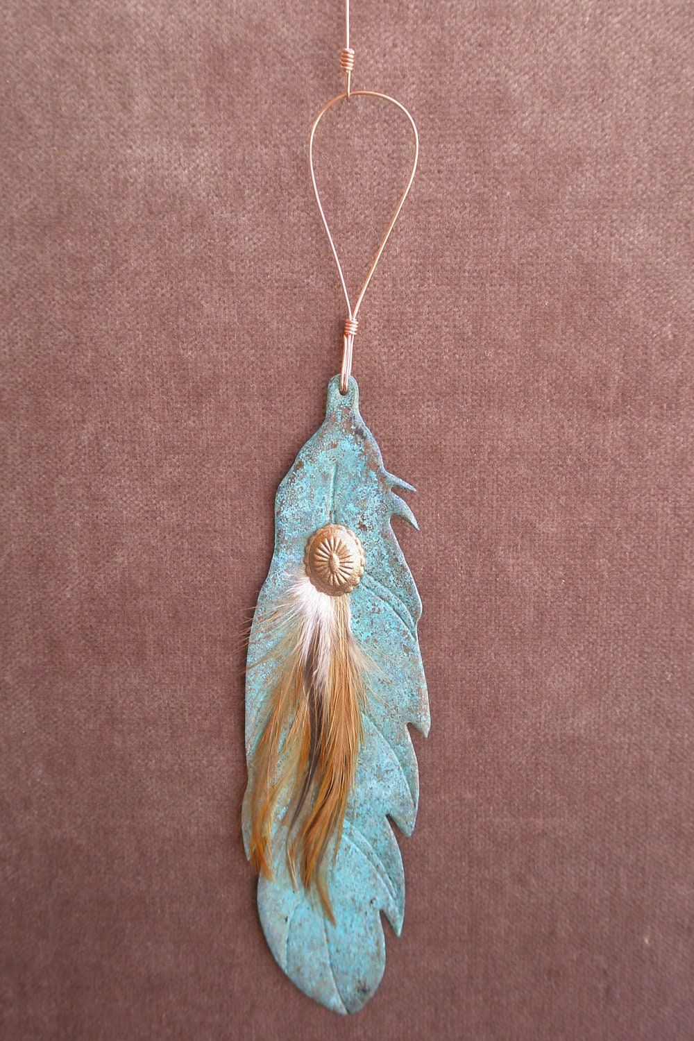 FEATHER Copper Verdigris Ornament - Handcrafted in The Copper State (Arizona USA)