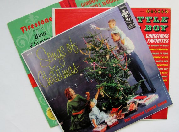 Vintage Christmas Records Albums 1960s Holiday Decor by OldLikeUs