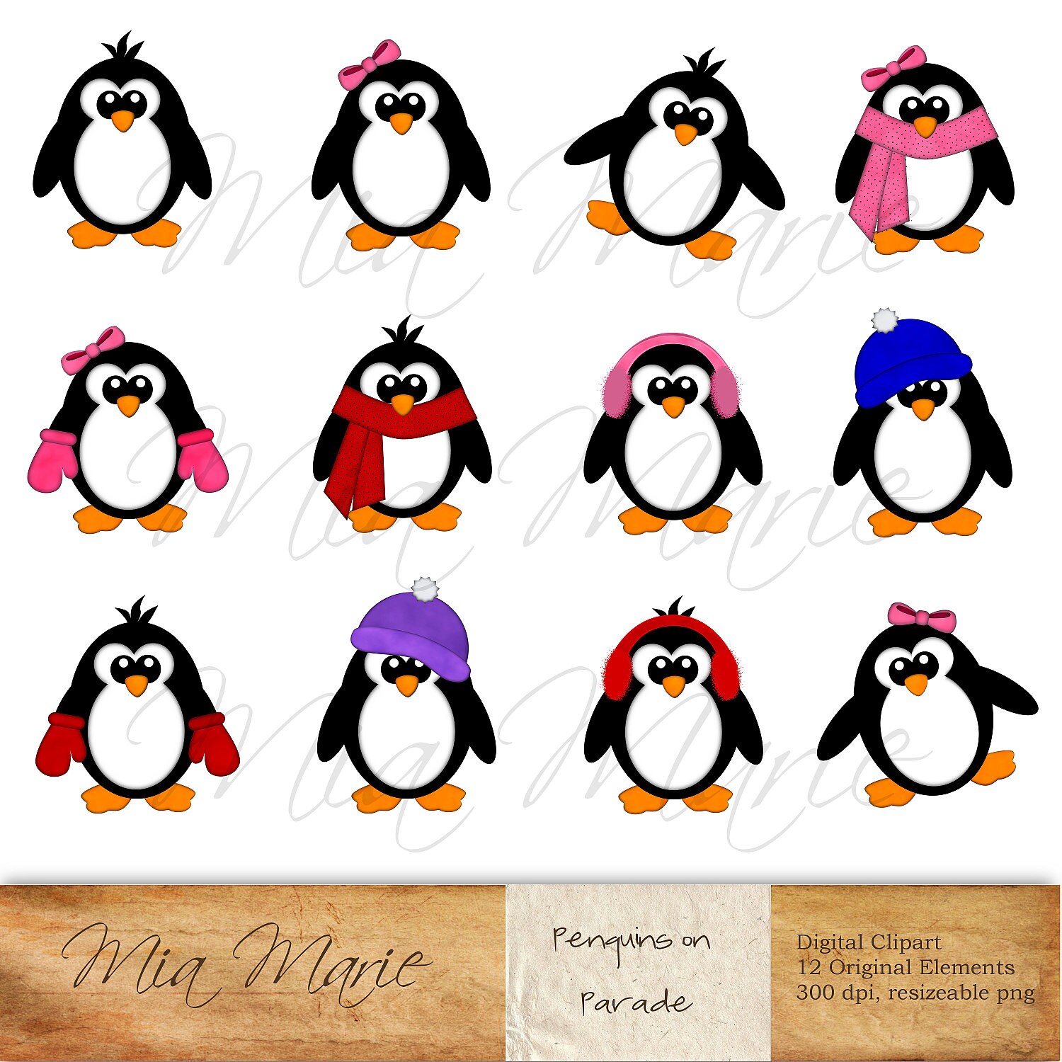 INSTANT DOWNLOAD Digital Clip Art Penguin Clipart Penguin