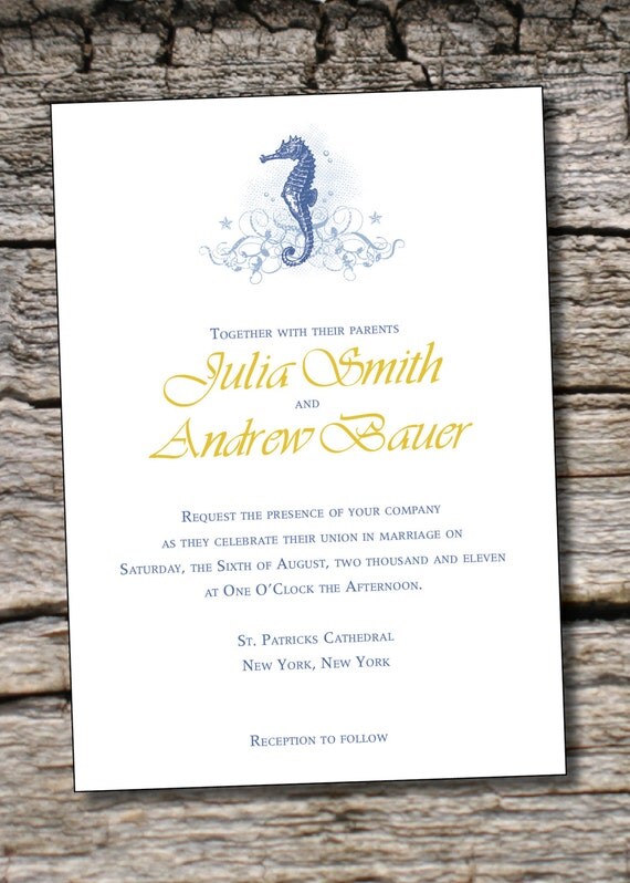 SEAHORSE SOIREE Wedding Save the Date/Invitation/Response Card/Reception Card/Menu/Table Numbers/Thank You Card - You Print Il_570xn