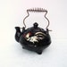 Vintage Brown Teapot Hand painted Rooster Japan Tea Pot Mini 1960s Shabby Chic
