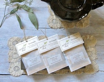 Tea Sampler • Handmade Loose Leaf Tea Bags (Choose 6, 12, 18 or 24) • Party Favors • Tea Lover's Gift