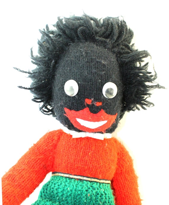 Knitted Golliwog Doll with Green Pants