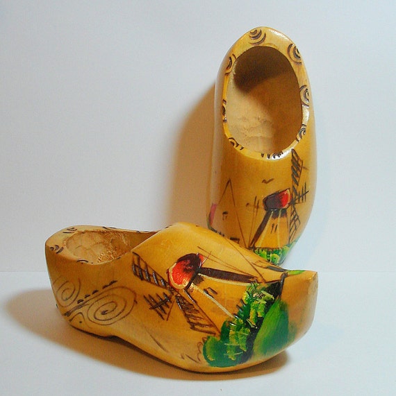 Dutch Wooden Shoes. Vintage. Made in Holland. Hand Carved.