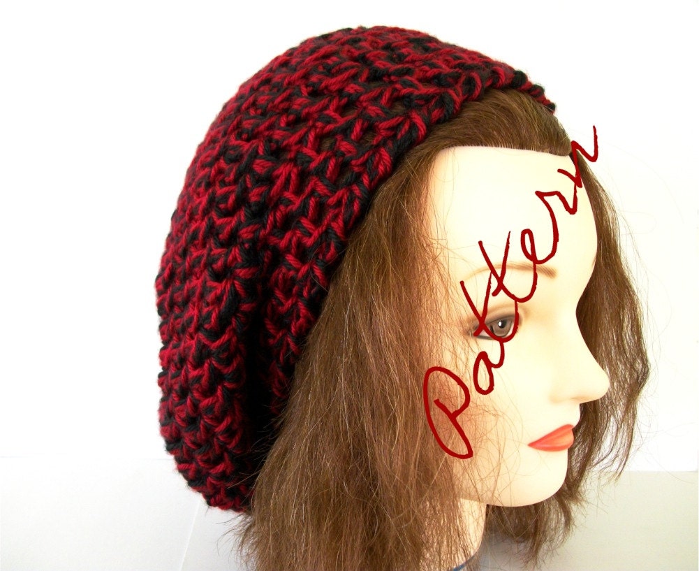 Download Crochet Pattern Chunky Slouch Hat Beret Tam Pattern 2 Colors