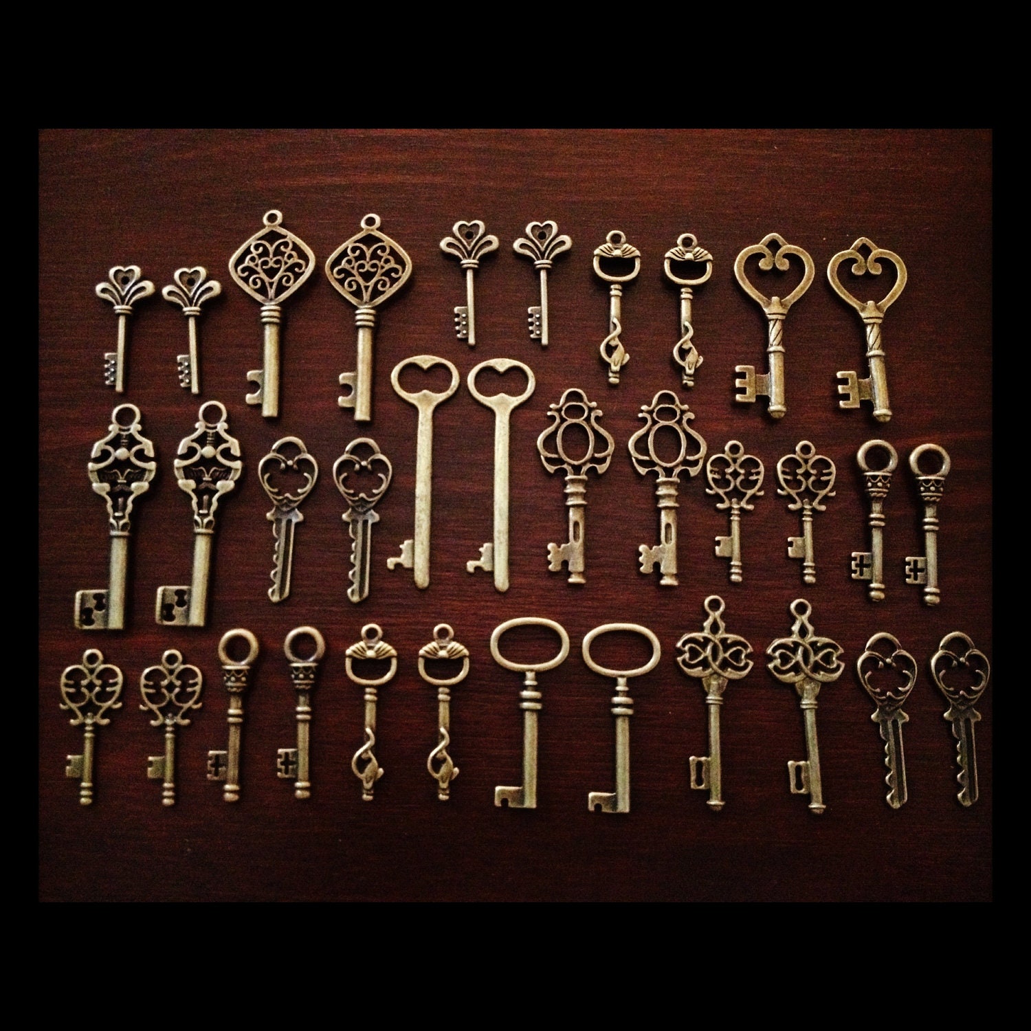 Keys to the Kingdom - Skeleton Keys - 36 x Vintage Keys Antique Bronze Brass Skeleton Key Skeleton Keys Set