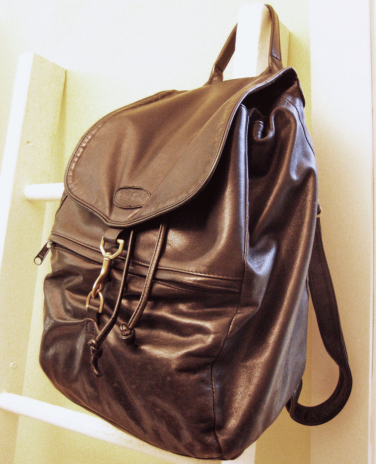 Vintage Black Leather L.L. Bean Backpack