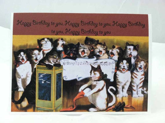 Items similar to Birthday Card, 14 Singing Cats, Happy Birthday Song ...