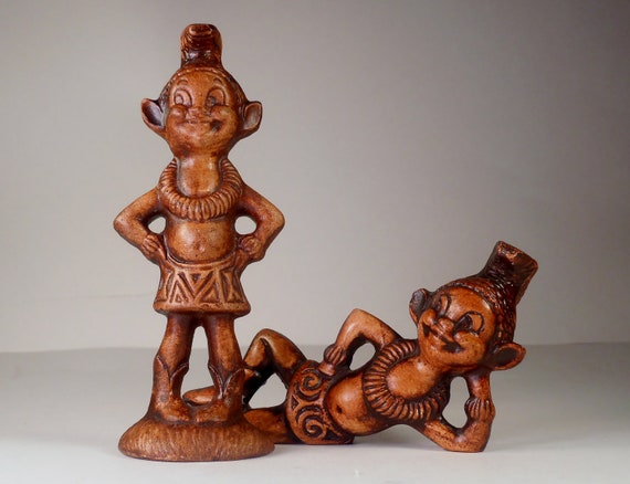Items similar to Hawaiian Menehune Good Luck Charm Figurines Treasure ...