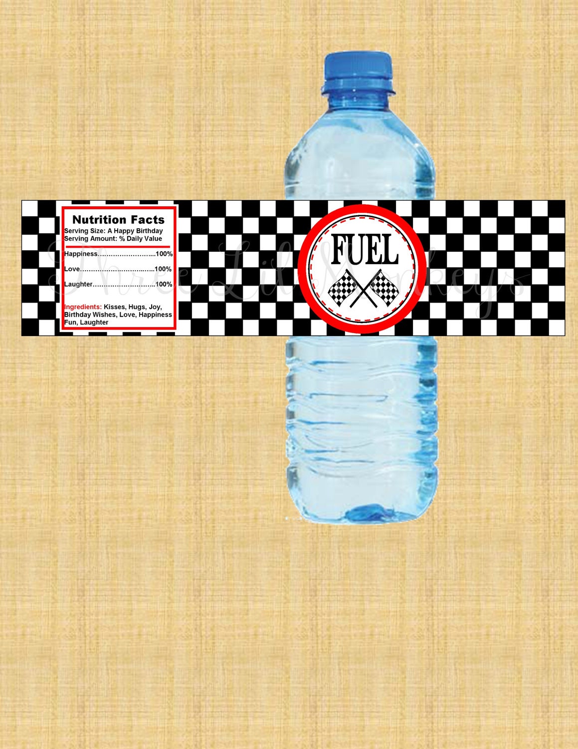 SaleINSTANT DOWNLOADRace Car Water Bottle by Threelilmonkeys84