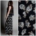 Vintage 70s Black Floral Full Maxi Skirt S/M