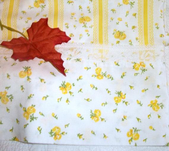 Vintage Flat Sheet Twin Floral 1960s Percale Yellow from Penneys