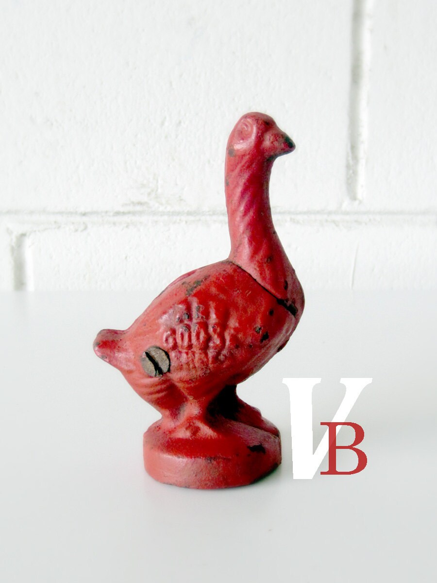 Antique Cast Iron Red Goose Bank Goose Shoes Vintage by Verdibou