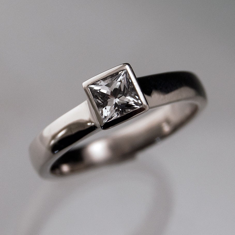 sapphire studios black moissanite white white sapphire engagement ring princess cut bezel solitaire sapphire studios black moissanite white white sapphire engagement ring princess cut bezel solitaire