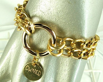 owned bracelet bdsm jewelry mens submissive jewelry mature male slave jewelry bondage jewelry mine charm bracelet