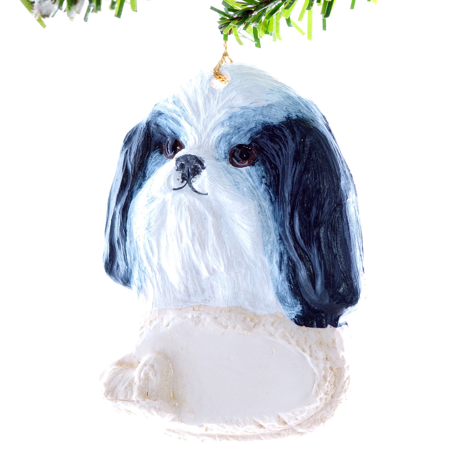Black and white shih tzu Christmas ornament by Christmaskeeper