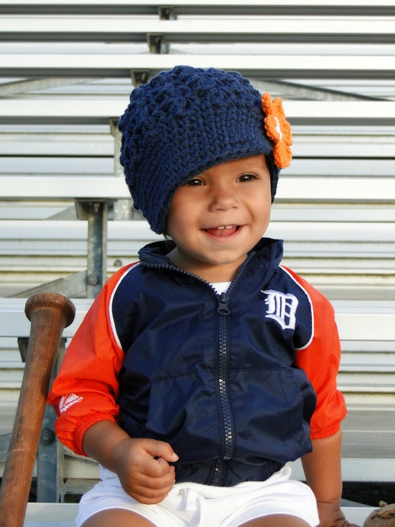 Crochet Baby Hat Detroit Tigers hat crochet newsboy hat