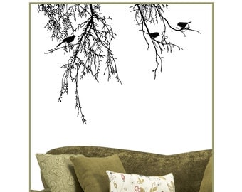 Vinyl Tree Branches with Birds Wall Decals BT-105