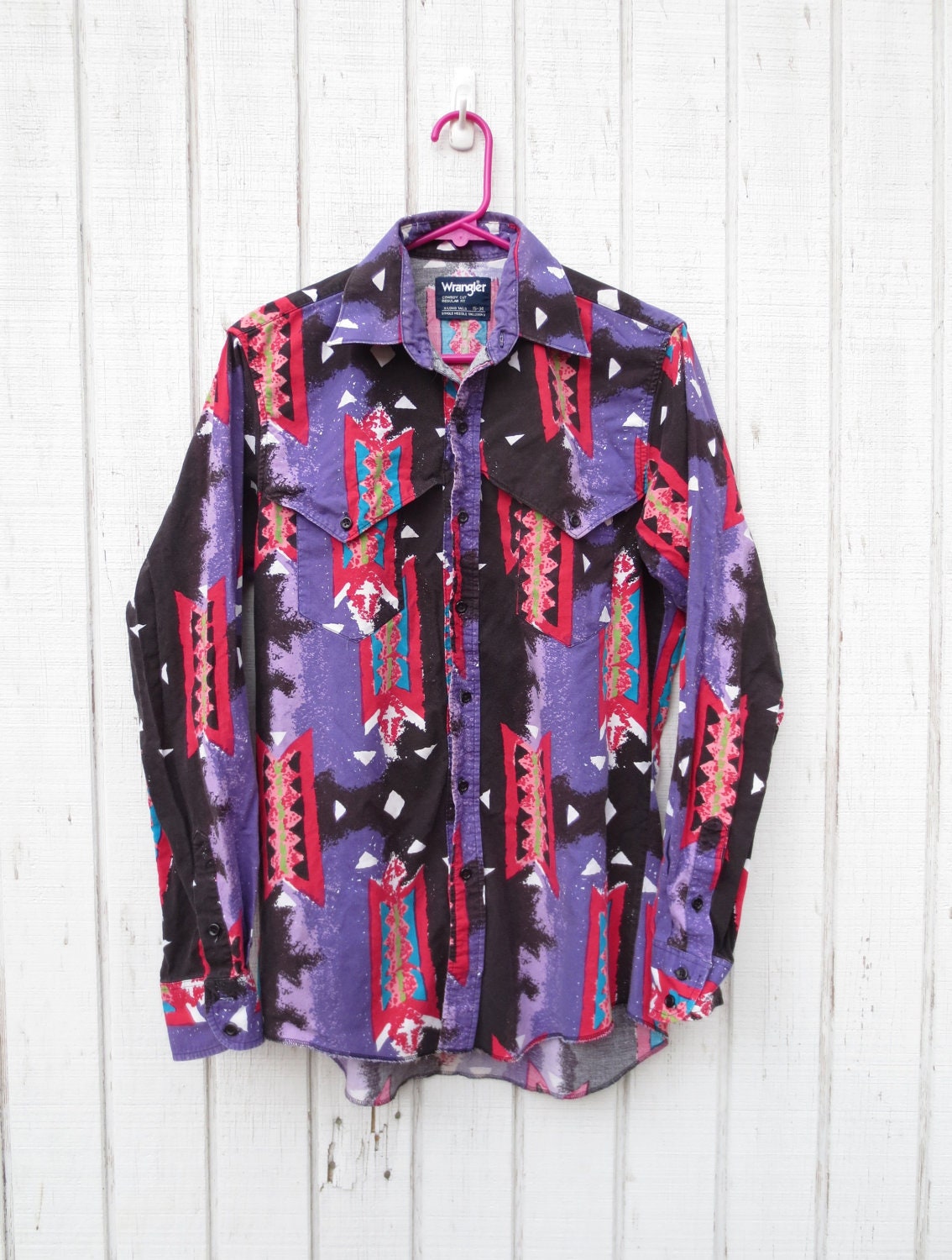 Vintage Wrangler Shirt 90's Men's Shirt Abstract Crazy