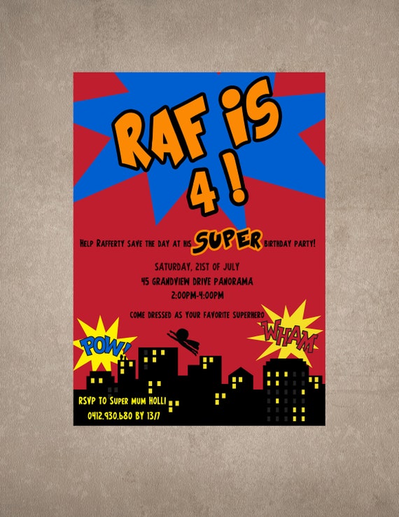 Superhero Birthday Invite-Print your own Il_570xn