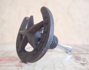 Wine Bottle Stopper - Rustic Lucky Horseshoe Wine Stopper